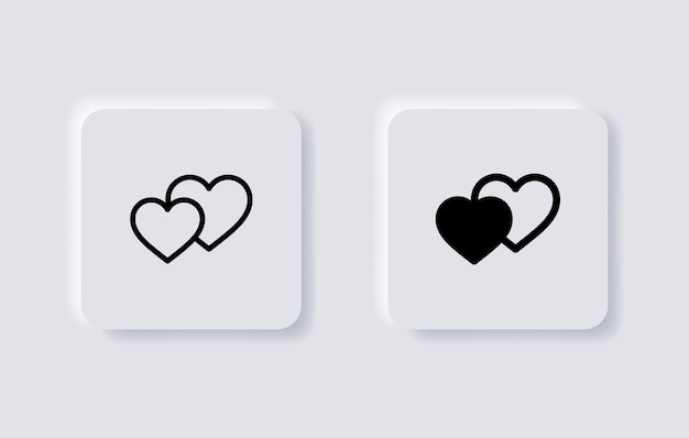 double hearts icon two hearts symbol in neumorphism buttons ui user interface icons