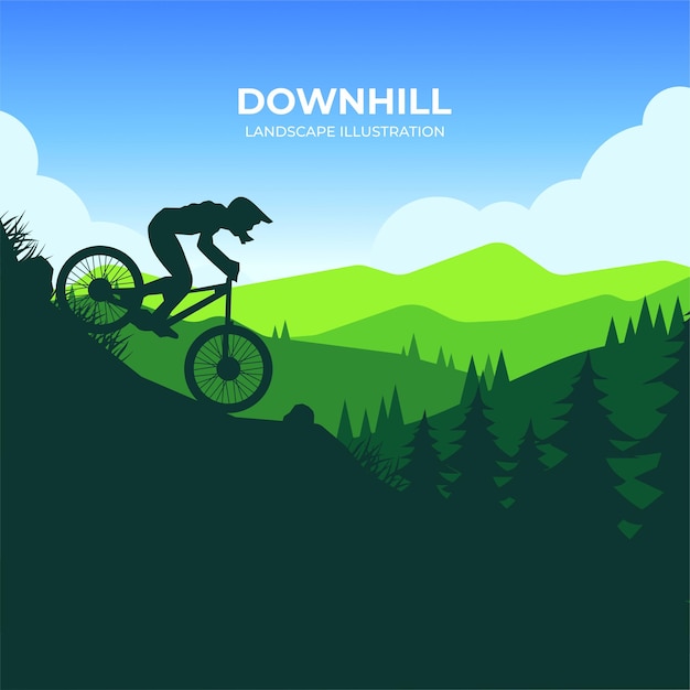 Vector downhill vector silhouette landscape illustration