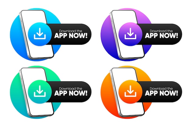 Vector download the app now banner with smartphone in hand download our app in online store ui