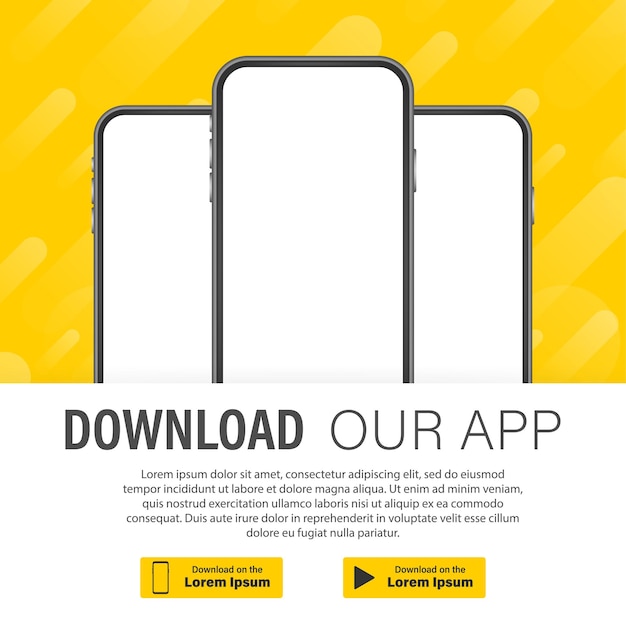 Vector download page of the mobile app. empty screen smartphone for you app. download app. vector stock illustration.