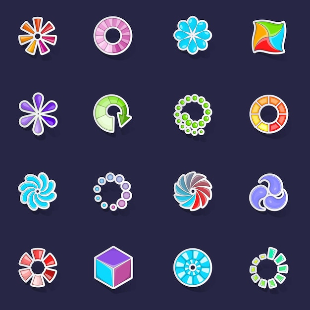 Download status icons set vector sticker