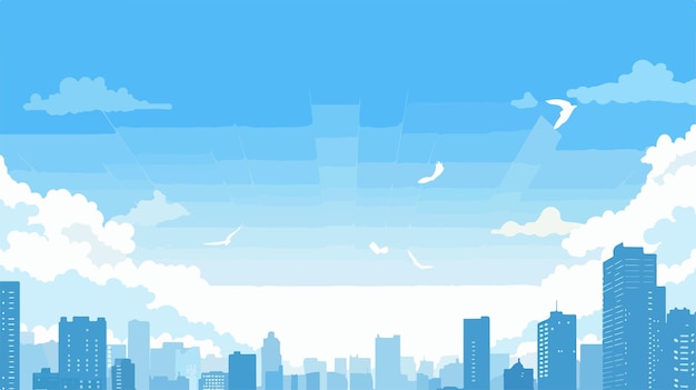 Vector downtown background with blue sky vector illustration