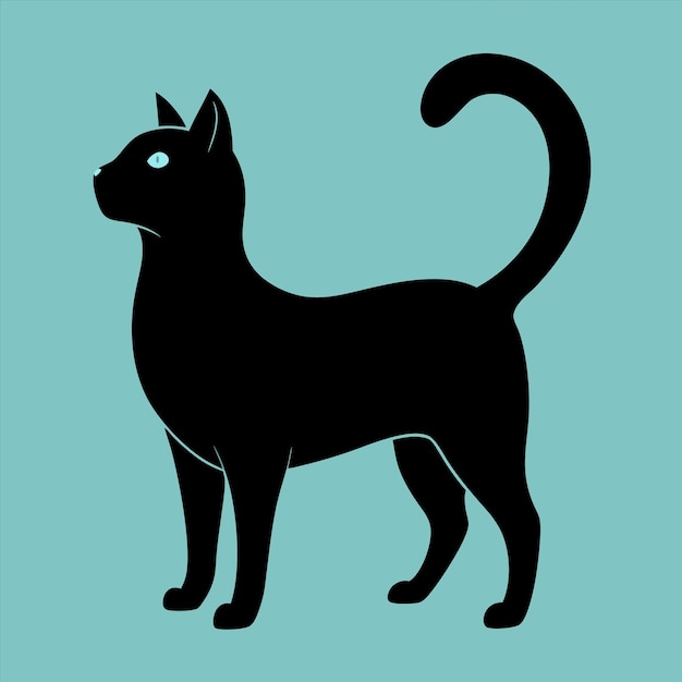 a drawing of a cat with a black tail and a black cat on it