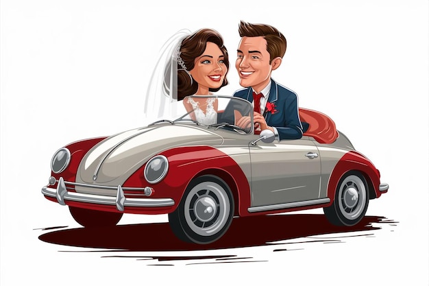 a drawing of a couple in a car with the date of may