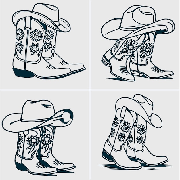 Vector a drawing of cowboy boots and cowboy boots