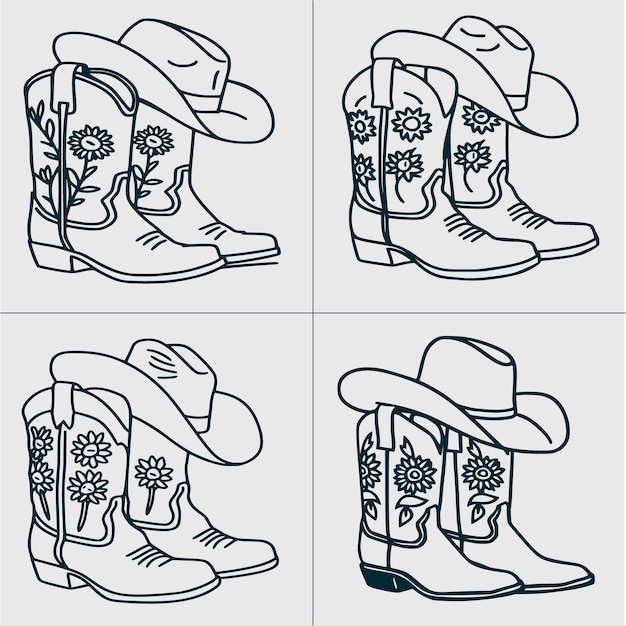 Vector a drawing of a cowboy hat and boots