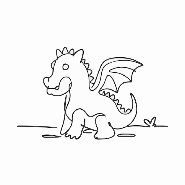 a drawing of a dragon with a white background and a black outline