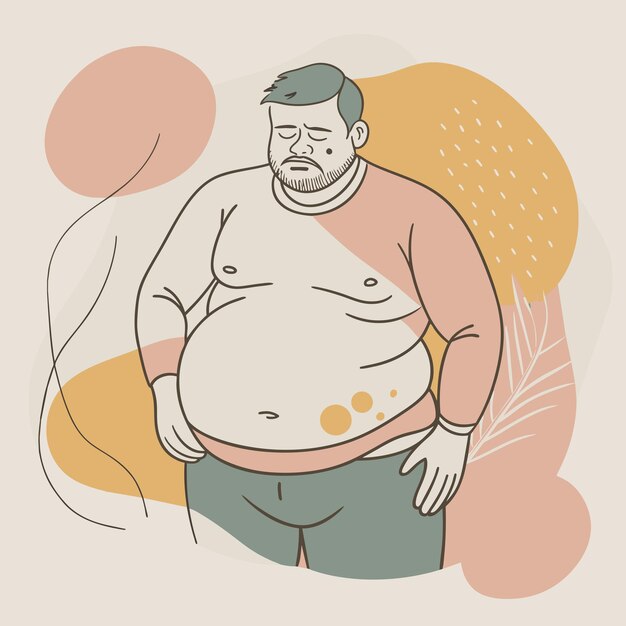 Vector a drawing of a fat man with a shirt that says quot no one is on it quot