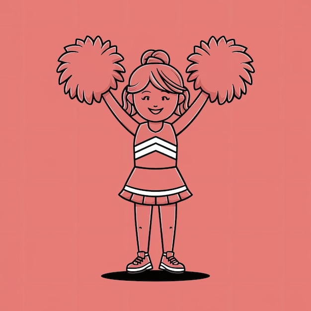 Vector a drawing of a girl holding a drum with the words quot cheerleader quot on it