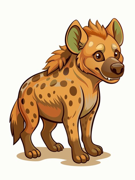 Vector a drawing of a hyena with a brown head and a brown tail