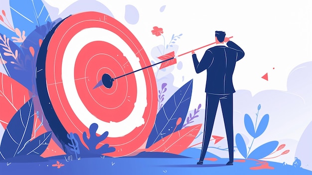 a drawing of a man with a target with a man in a suit and a target with the words target on it