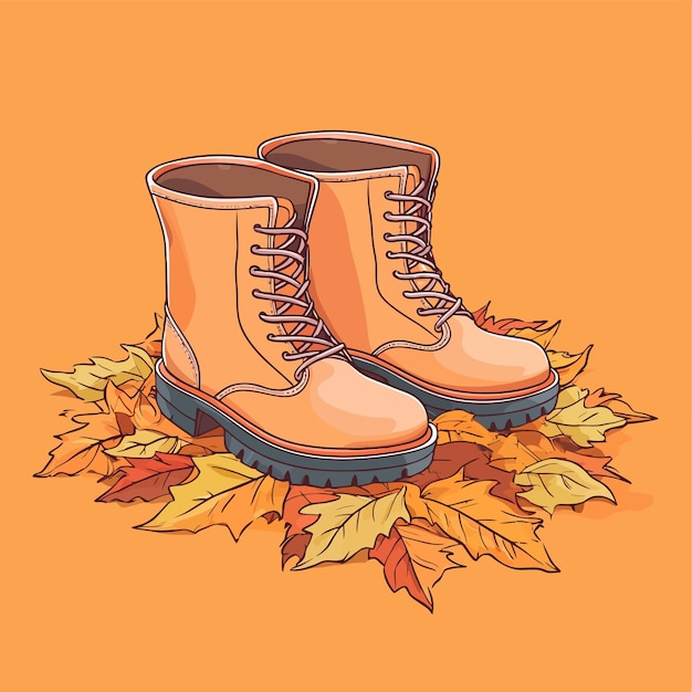 Vector a drawing of a pair of boots with a picture of them on an orange background