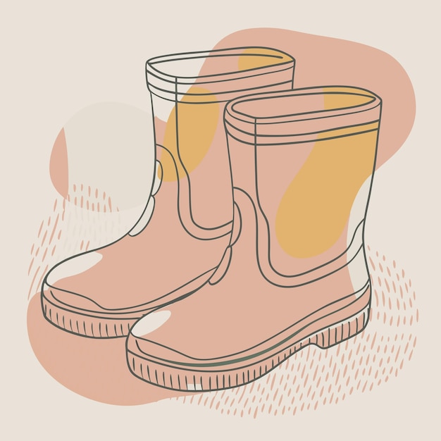 Vector a drawing of a pair of boots with a yellow background