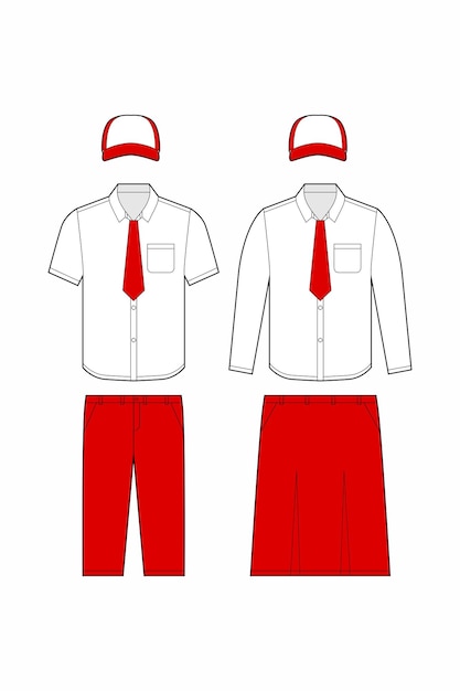 a drawing of a shirt and tie with a shirt on it Indonesia Uniform sd