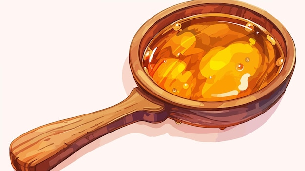 Vector a drawing of a wooden spoon with a wooden handle and a wooden spoon that says honey