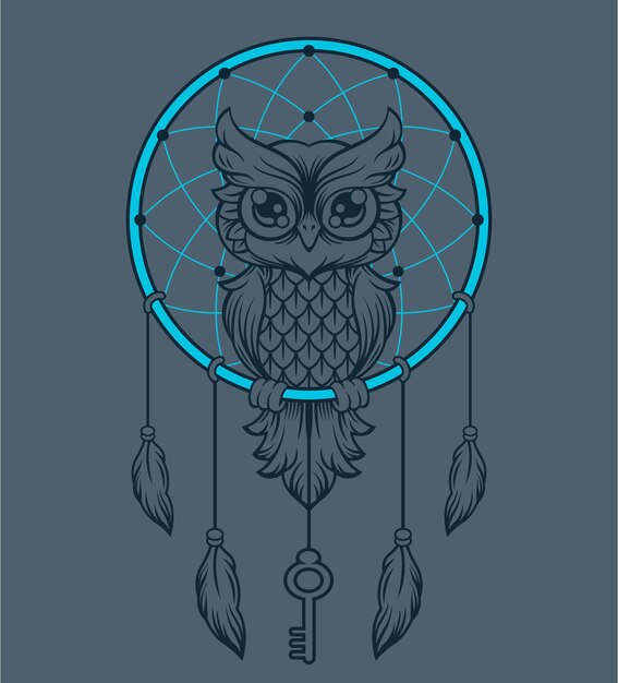 Vector dream-catcher owl.  illustration