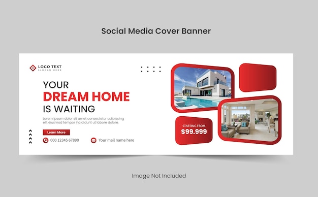 Dream Home for sale real estate social media facebook cover banner template or web banner design