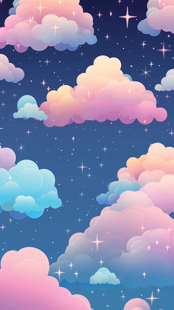 Dreamy pastel cloudscape night