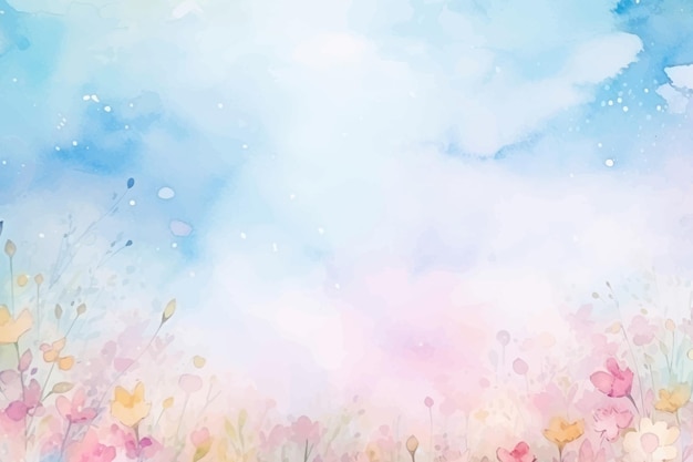 Vector dreamy watercolor floral background