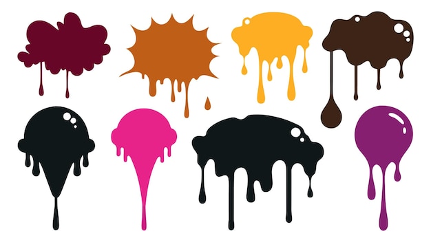 Dripping stainSilhouette drip oil paint liquid ink dropBorder melted sweet dessert ice