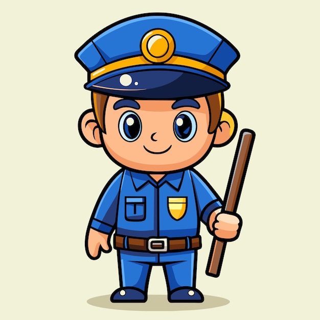 Vector driven police officer holding stick baton vector graphic