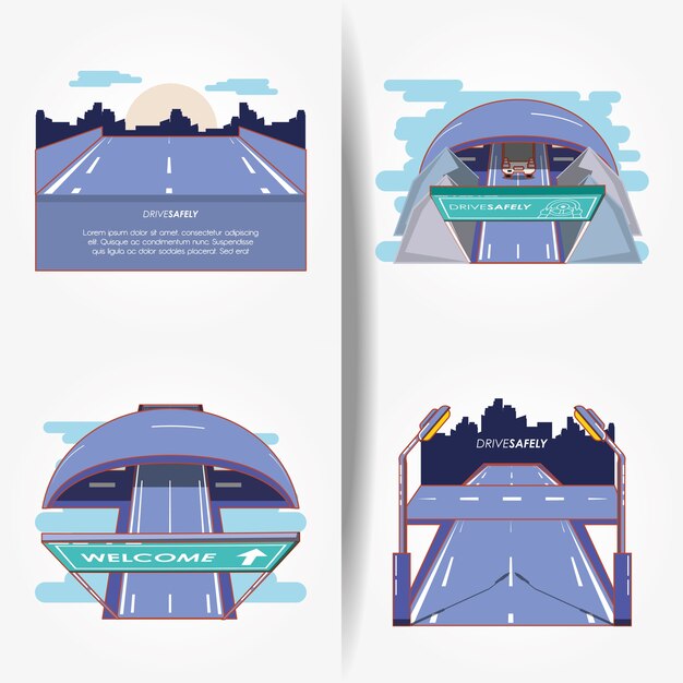 driver safely campaign set icons vector illustration design