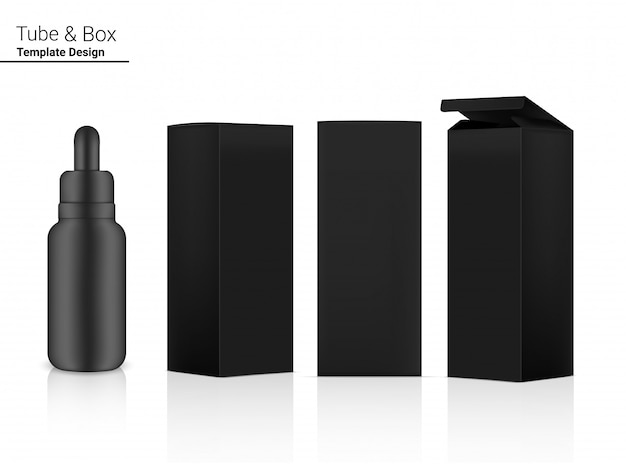 Dropper Bottle Mock up Realistic Cosmetic and 3 Box Side for Skincare Essential Merchandise