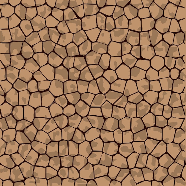 Vector dry ground parched soil cracked earth texture vector pattern with cracks in brown beige colors