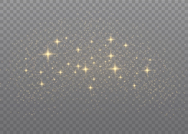 Vector the dust is yellow. yellow sparks and golden stars shine with special light.  sparkles on a transparent background. . sparkling magical dust particles.