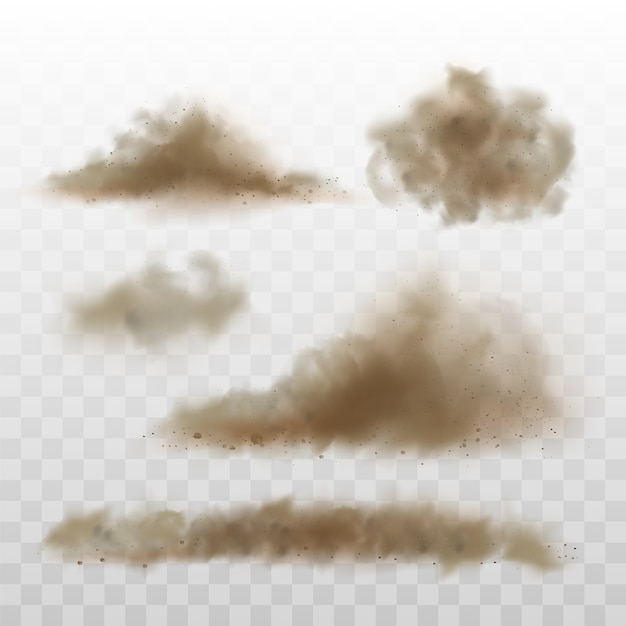Vector dust sand cloud set