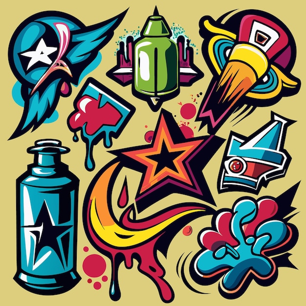 Vector dynamic graffiti spray can art with bold colors and urban flair