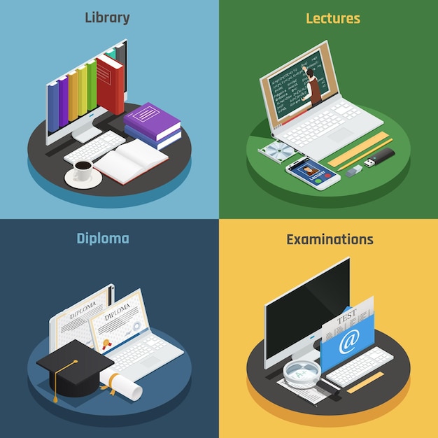 E-learning isometric illustration