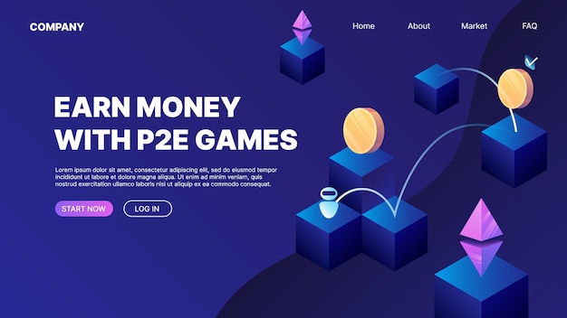 Earn Money with Play to Earn Games Landing Web Page Template