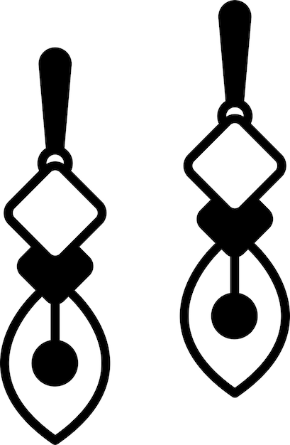 Vector earring glyph and line vector illustration