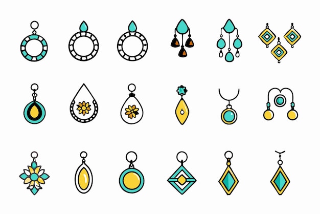 Vector earring jewelry icons vector illustration