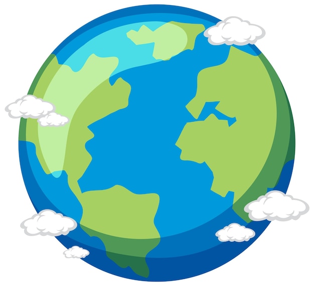 Vector earth cartoon with cloud cover