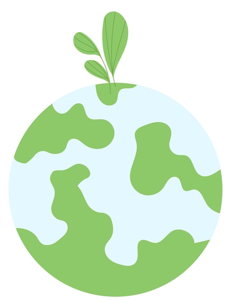 Earth with growing plant Live planet Green eco icon