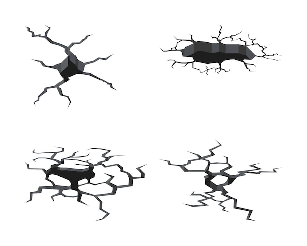 Earthquake land crack destroy illustration