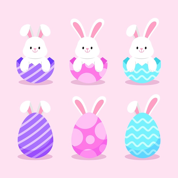 Easter bunny Modern egg bunnies for kids Rabbit hare character Cute animal cartoon for holiday