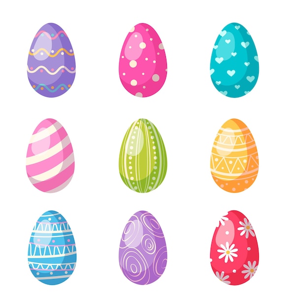 Easter eggs cartoon set