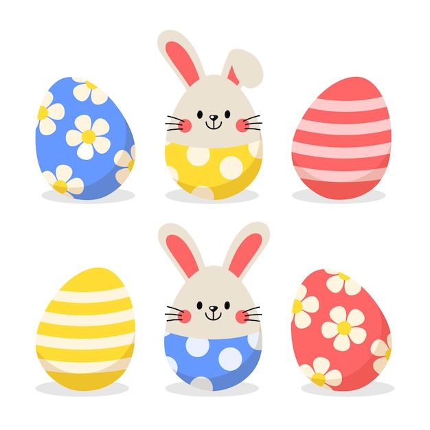 Easter eggs with cute modern colorful ornament patterns for easter day vector illustration design