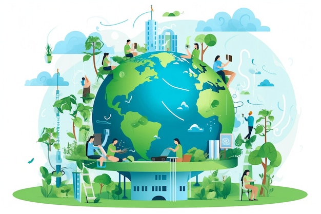 Vector eco friendly green world environment