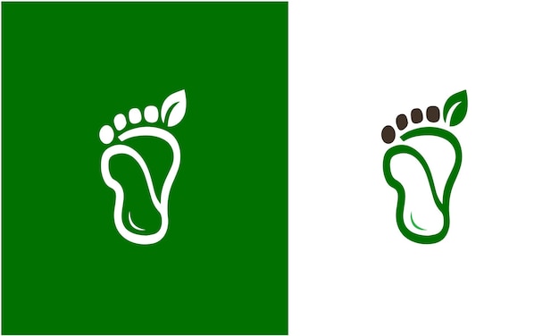 Eco Green Steps Logo Feet vector logo with green leafs concept premium vector