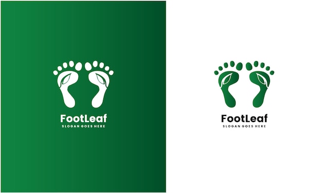 Eco Green Steps Logo Feet vector logo with green leafs concept premium vector