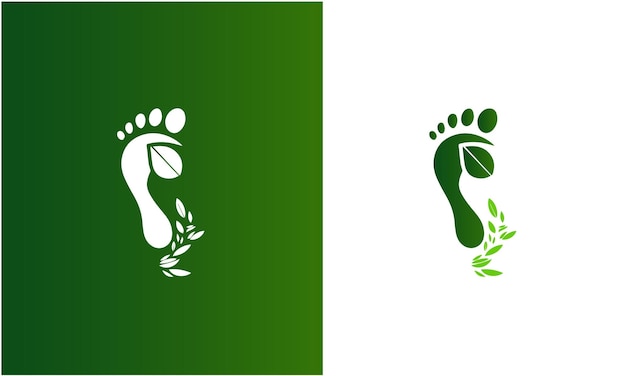 Eco Green Steps Logo Feet vector logo with green leafs concept premium vector