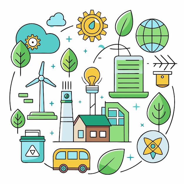 Vector ecofriendly technology and sustainable energy illustration