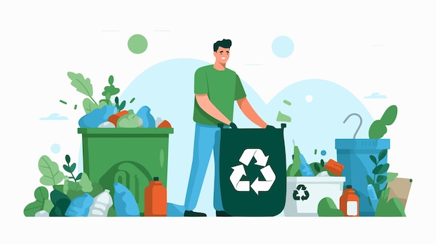 Ecology Concept Person Separating Waste for Recycling