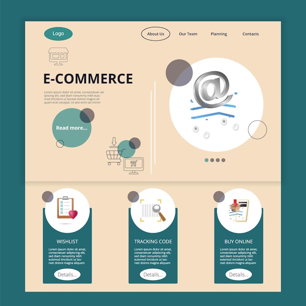 Vector ecommerce flat landing page website template wishlist