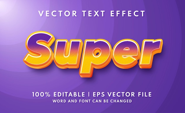 Editable 3d bold super text effect template