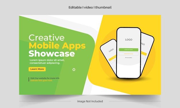 Vector editable mobile apps showcase thumbnail design for any videos